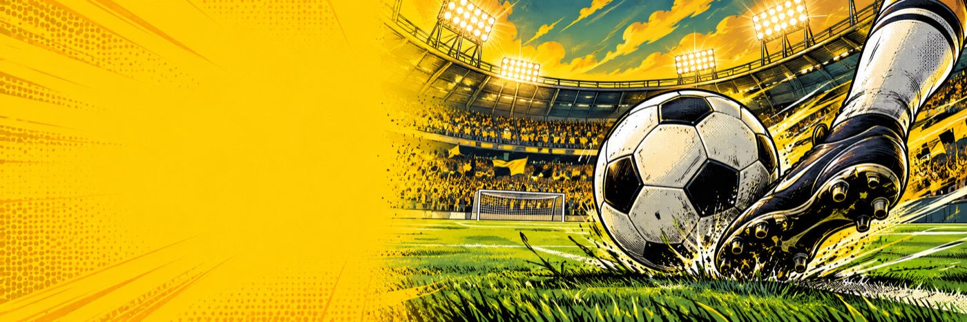 Estadio de fútbol ilustrado en estilo cómic